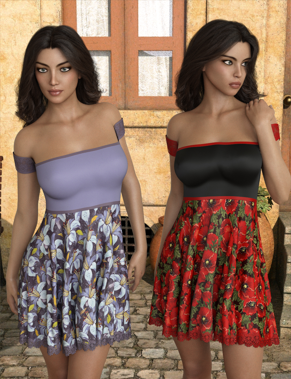 InStyle - JMR dForce Floral Dress for G3F and G8F by N/A