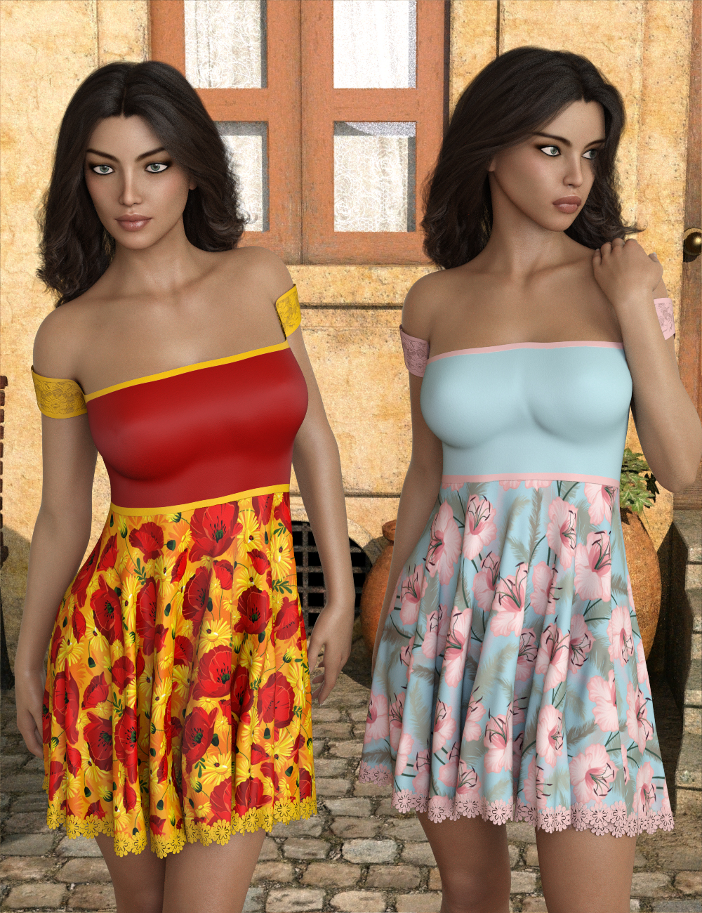 InStyle - JMR dForce Floral Dress for G3F and G8F by N/A