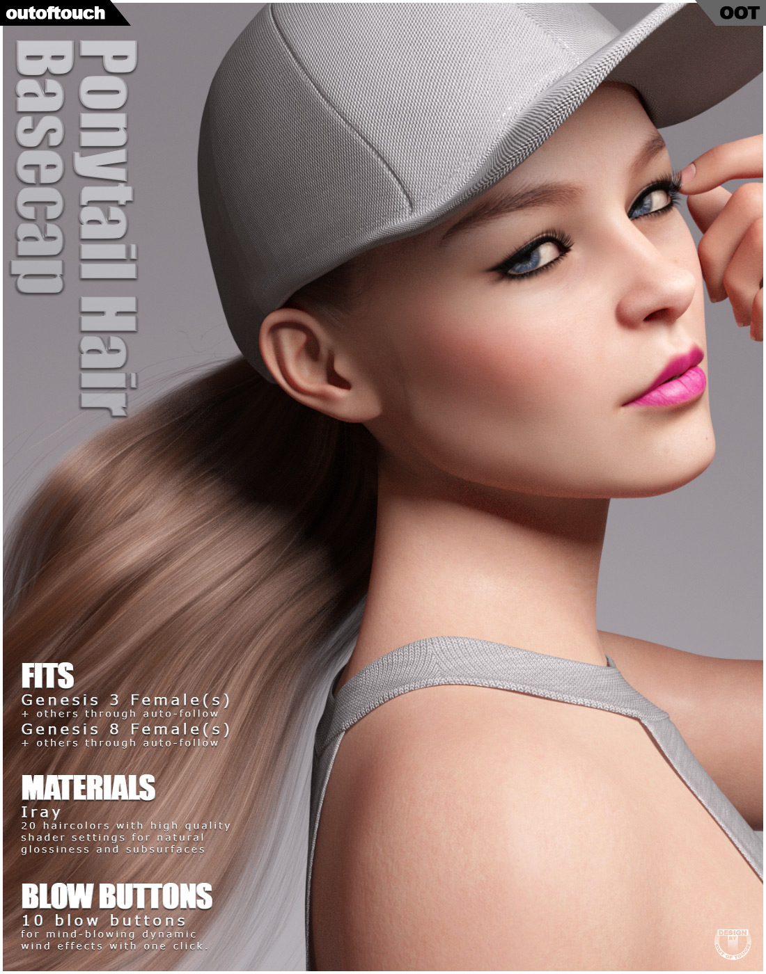 Basecap Ponytail Hair for Genesis 3 and 8 Female(s) by N/A