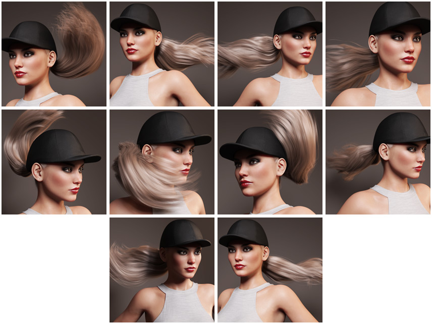 Basecap Ponytail Hair for Genesis 3 and 8 Female(s) by N/A