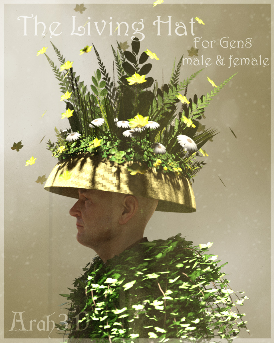 Arah3D The Living Hat for Genesis 8 Male and Female by N/A