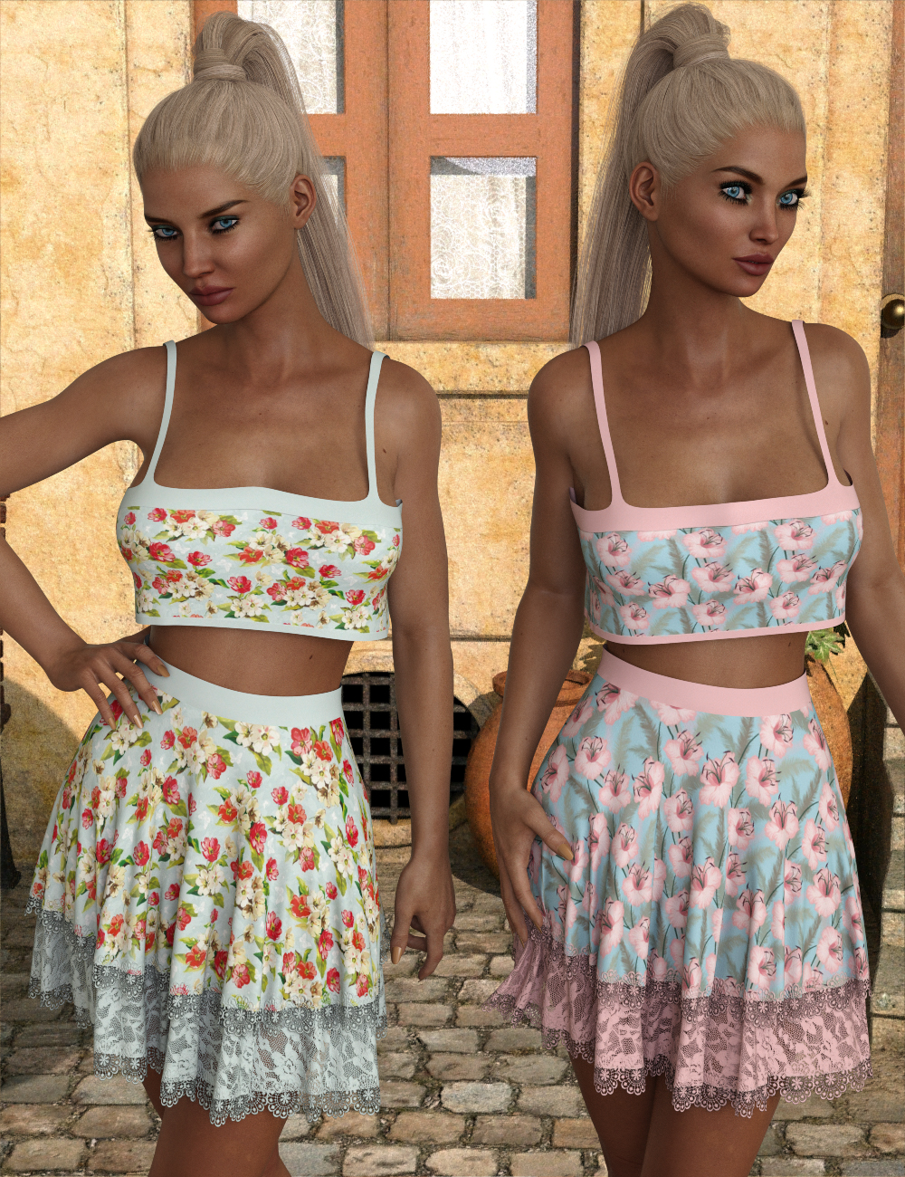 InStyle - JMR dForce Summer Town Outfit for G3F and G8F by N/A