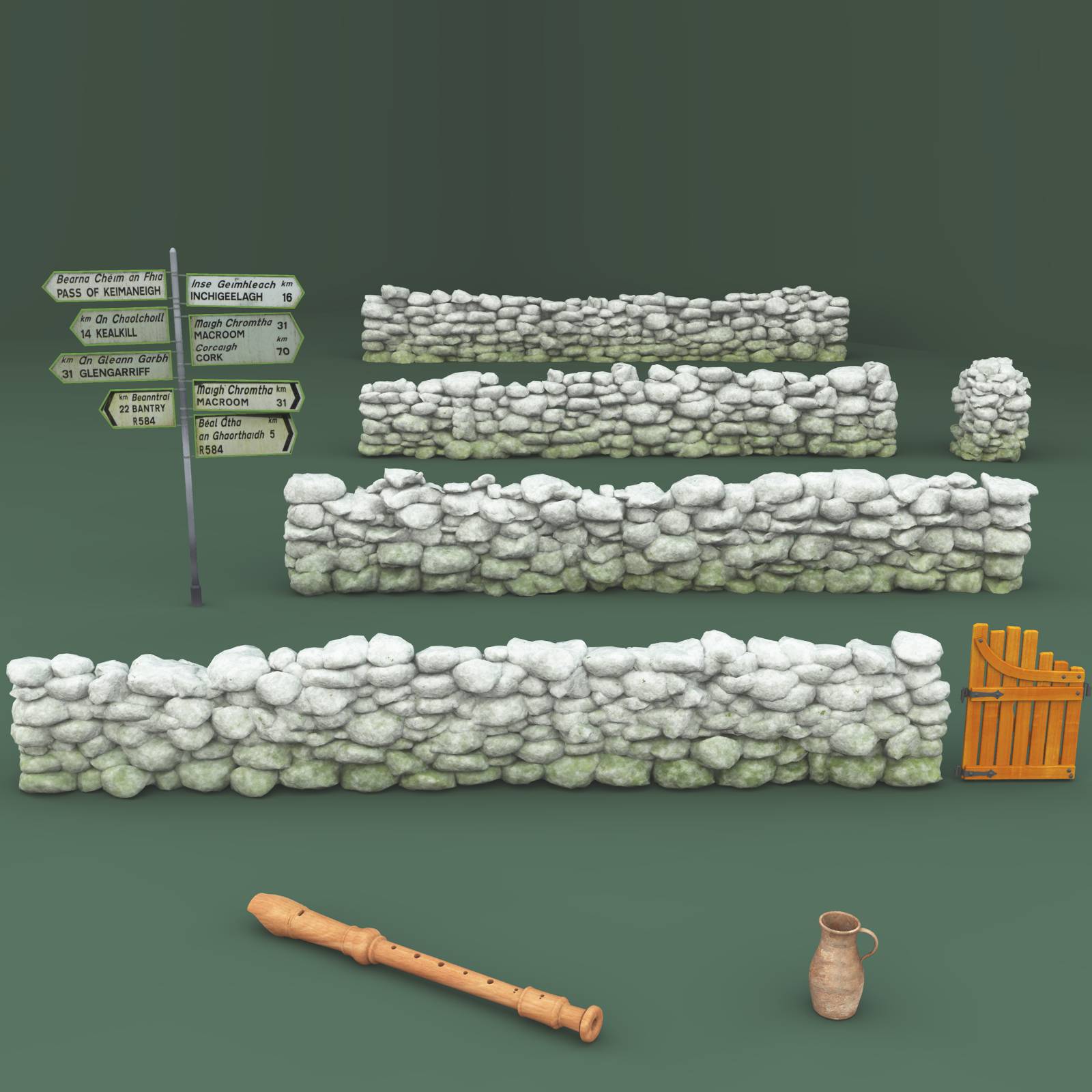 Old Irish Rock Walls With Flute by N/A