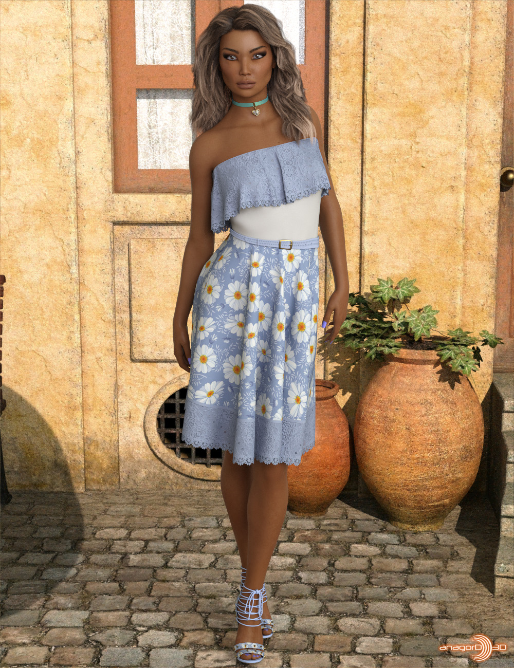 dForce Lorena Dress and Footwear Outfit for G8F by N/A