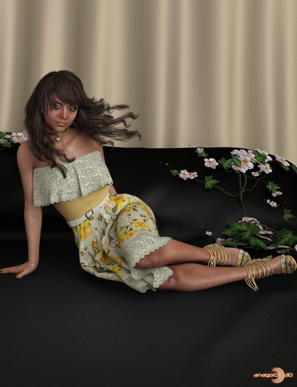 dForce Lorena Dress and Footwear Outfit for G8F by N/A