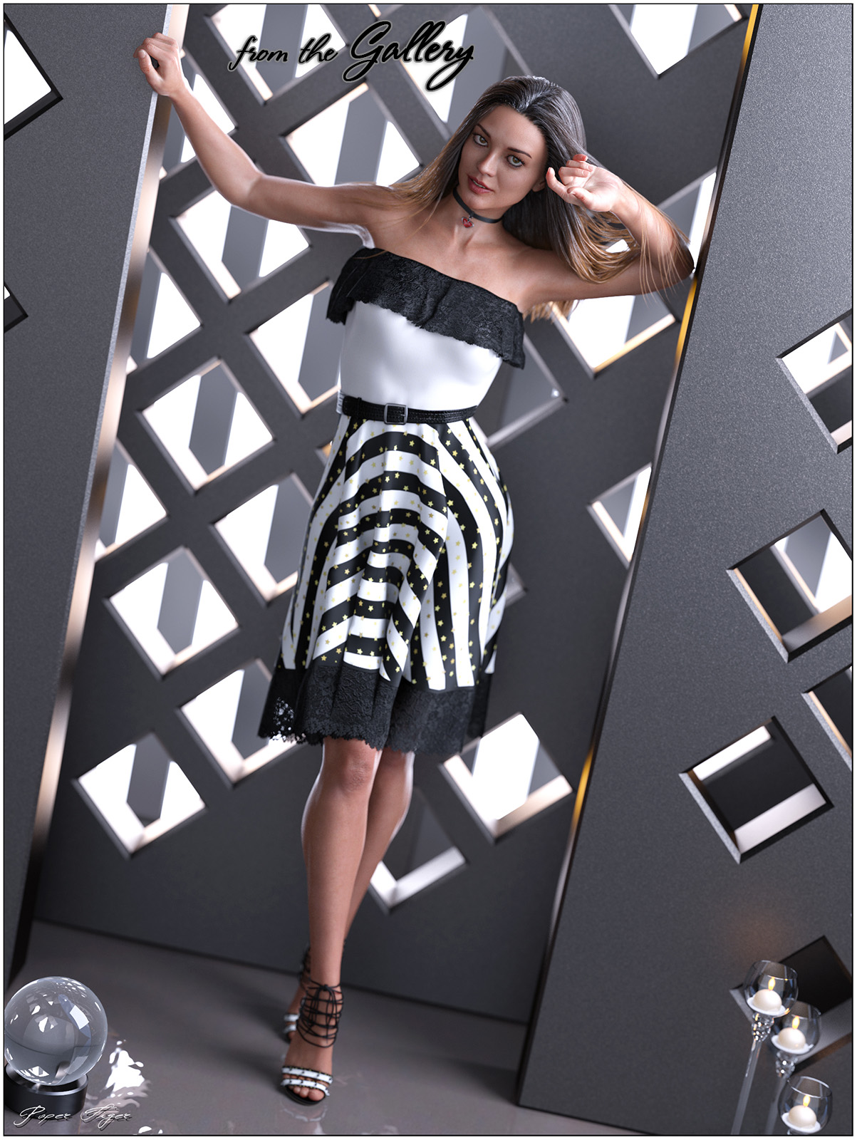 dForce Lorena Dress and Footwear Outfit for G8F by N/A