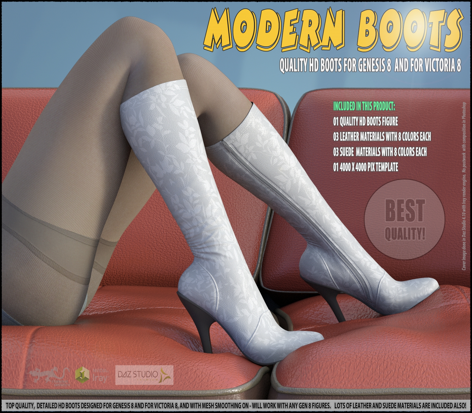 Modern Boots For Genesis 8 and For Victoria 8 by N/A