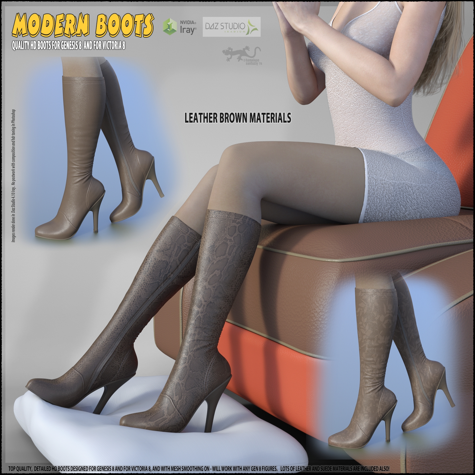 Modern Boots For Genesis 8 and For Victoria 8 by N/A