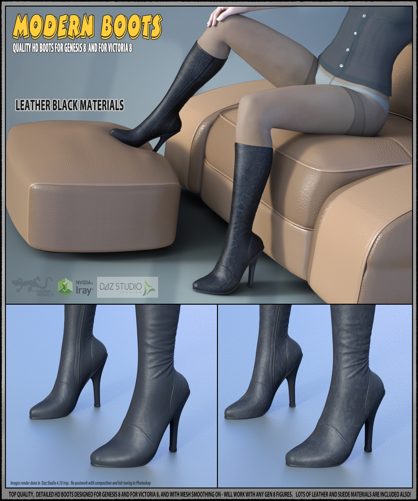 Modern Boots For Genesis 8 and For Victoria 8 by N/A