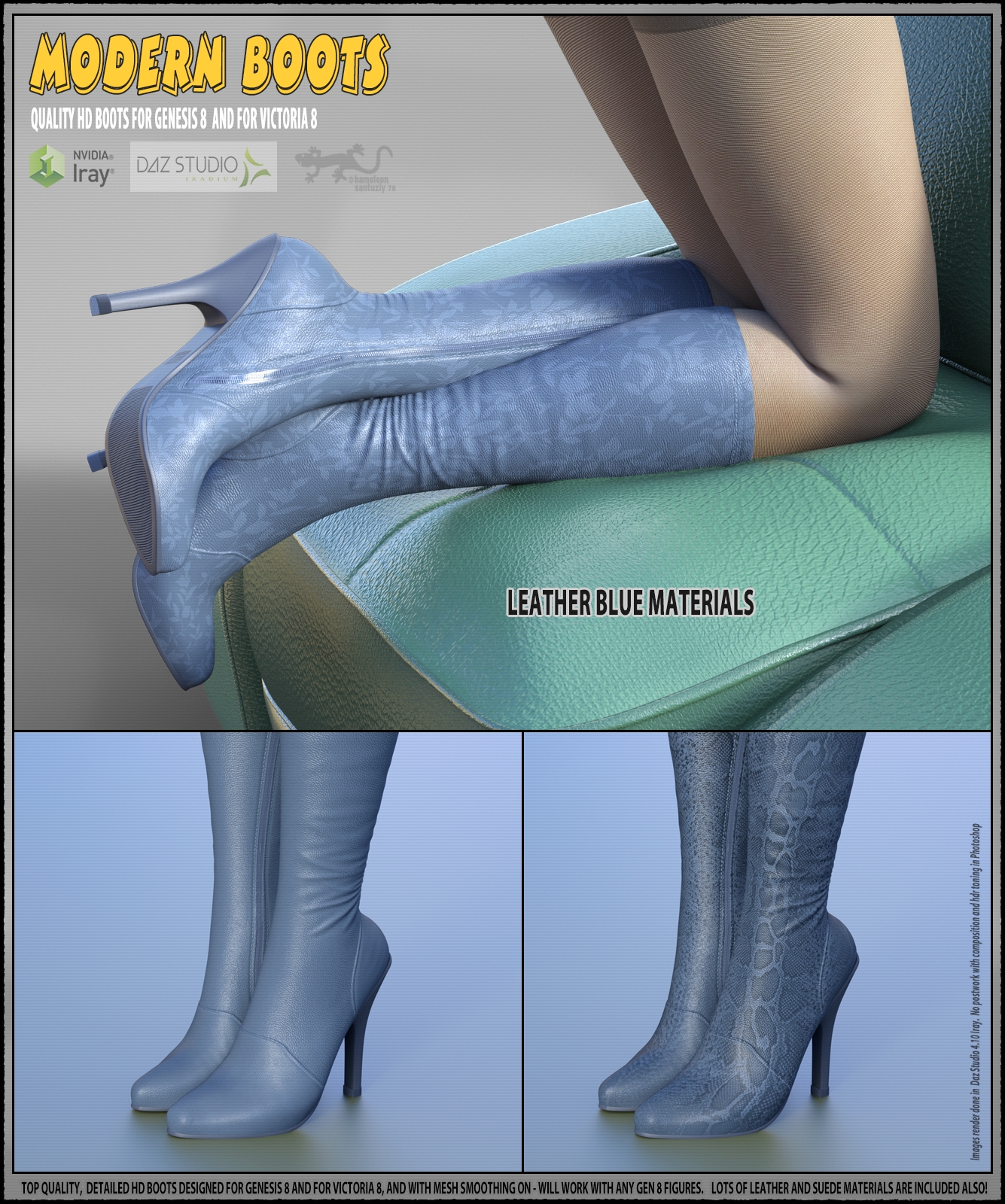 Modern Boots For Genesis 8 and For Victoria 8 by N/A