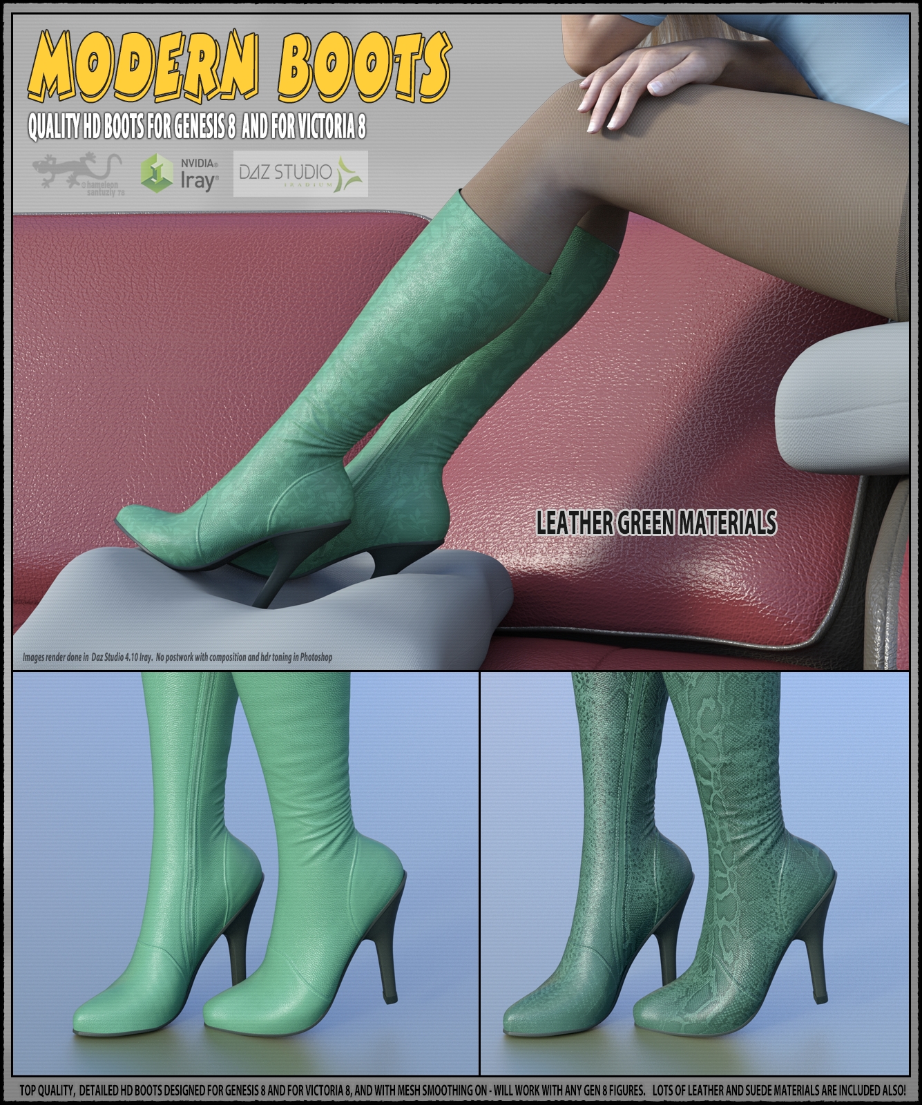 Modern Boots For Genesis 8 and For Victoria 8 by N/A