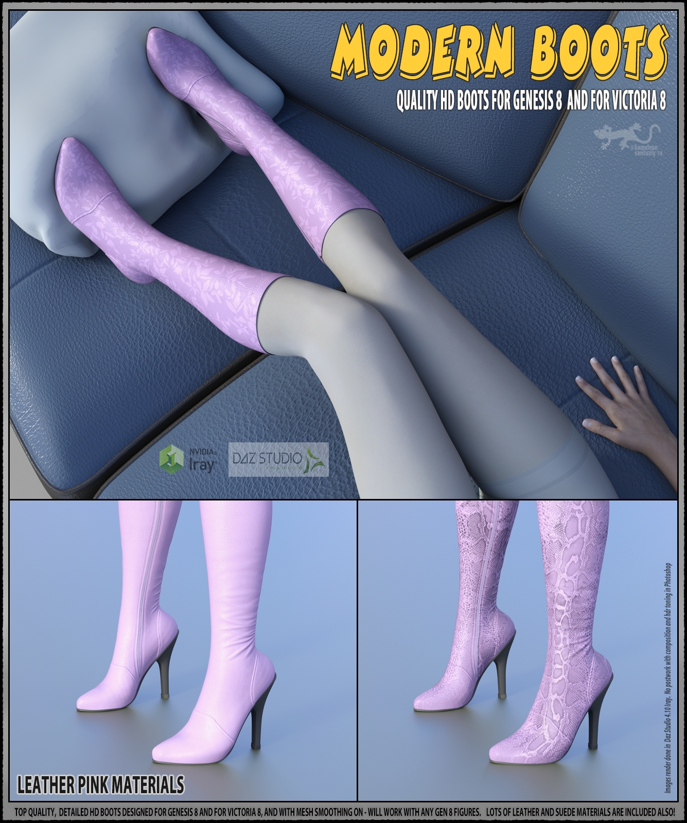 Modern Boots For Genesis 8 and For Victoria 8 by N/A