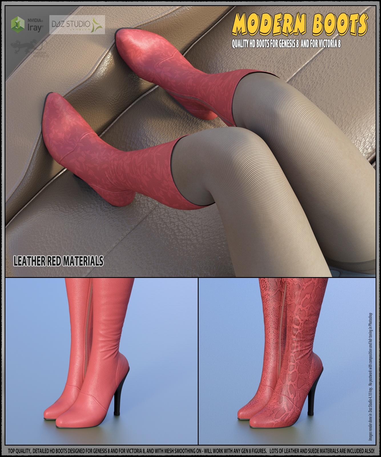 Modern Boots For Genesis 8 and For Victoria 8 by N/A