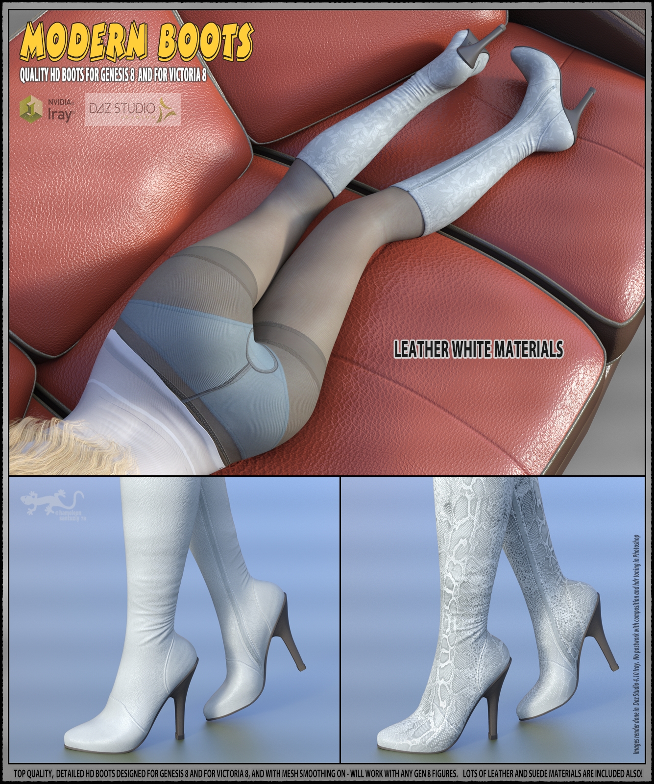 Modern Boots For Genesis 8 and For Victoria 8 by N/A