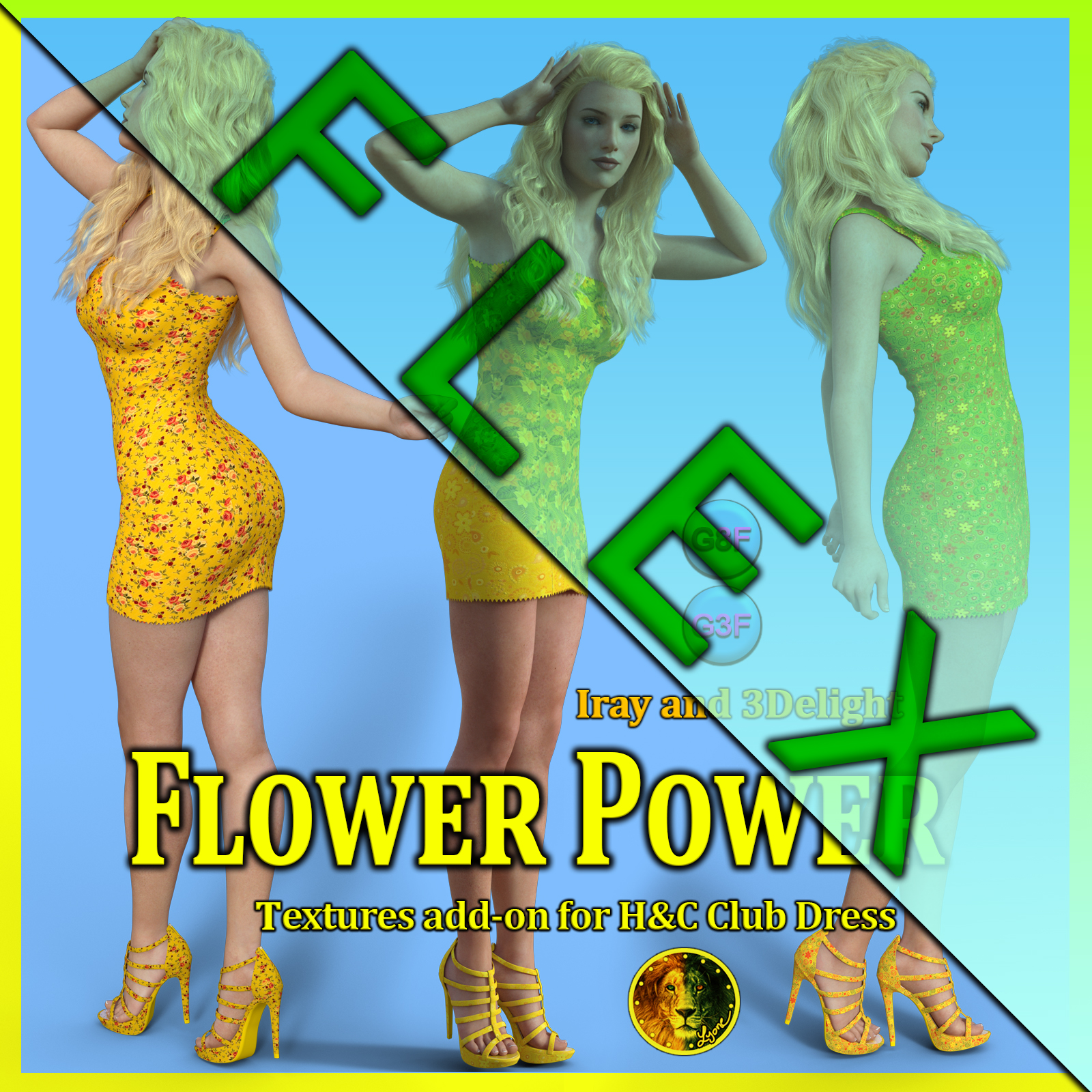 FLEX Flower Power for H&C Club Dress for Genesis 8 Female and Genesis 3 Female by N/A
