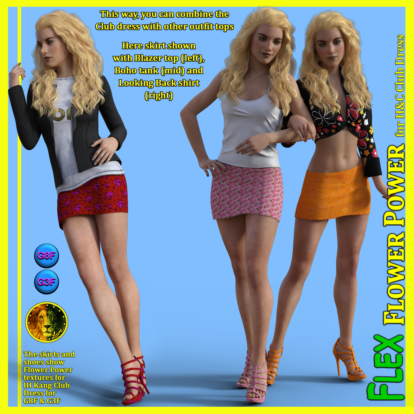 FLEX Flower Power for H&C Club Dress for Genesis 8 Female and Genesis 3 Female by N/A