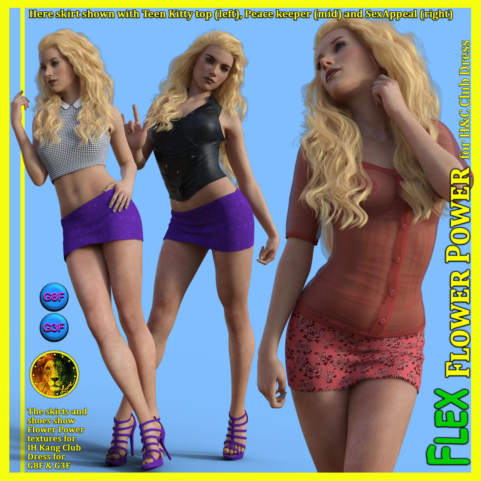 FLEX Flower Power for H&C Club Dress for Genesis 8 Female and Genesis 3 Female by N/A