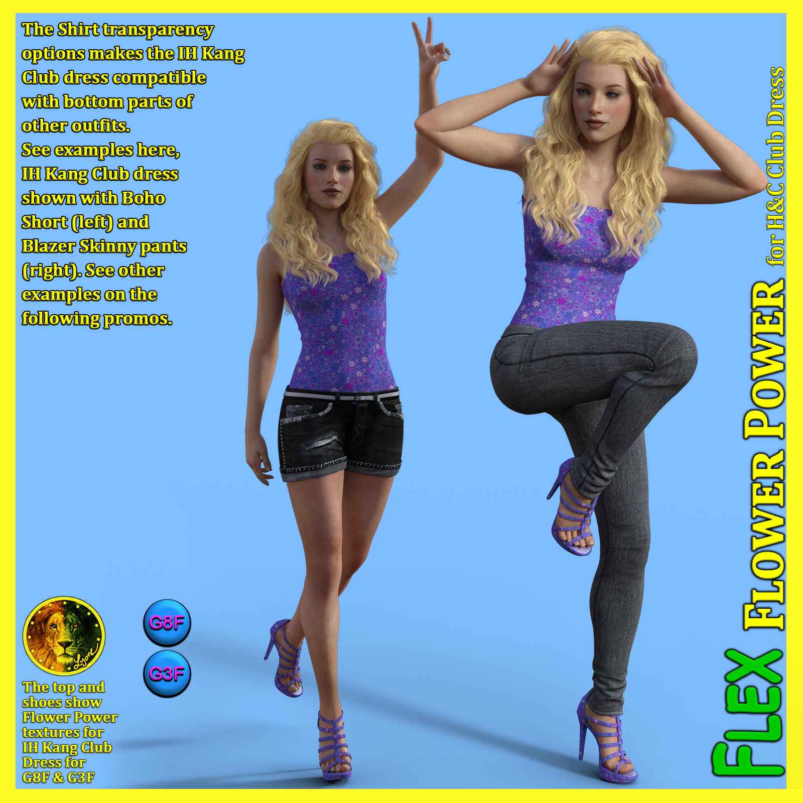 FLEX Flower Power for H&C Club Dress for Genesis 8 Female and Genesis 3 Female by N/A