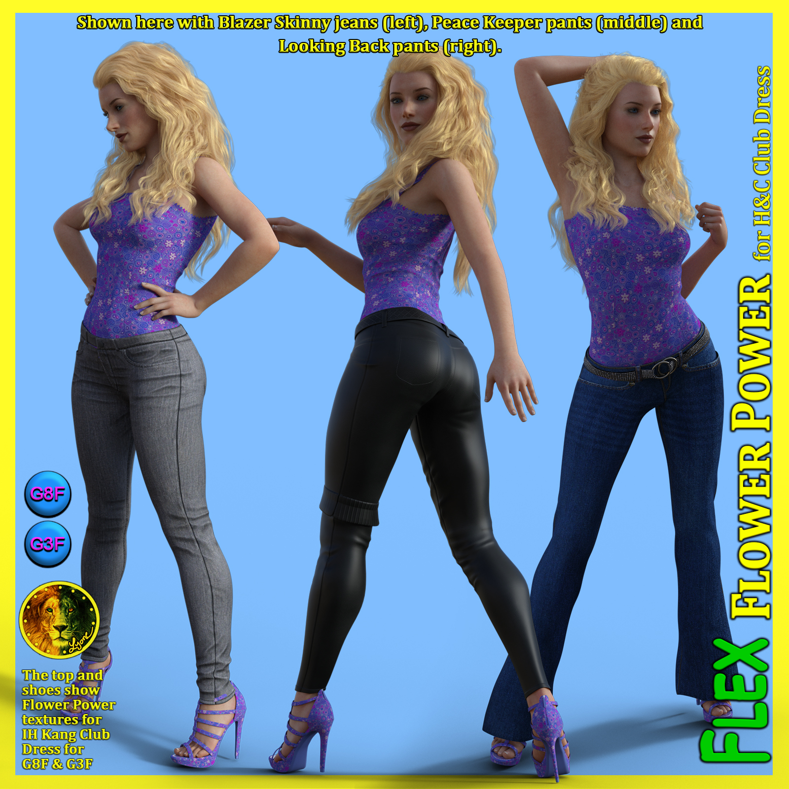 FLEX Flower Power for H&C Club Dress for Genesis 8 Female and Genesis 3 Female by N/A