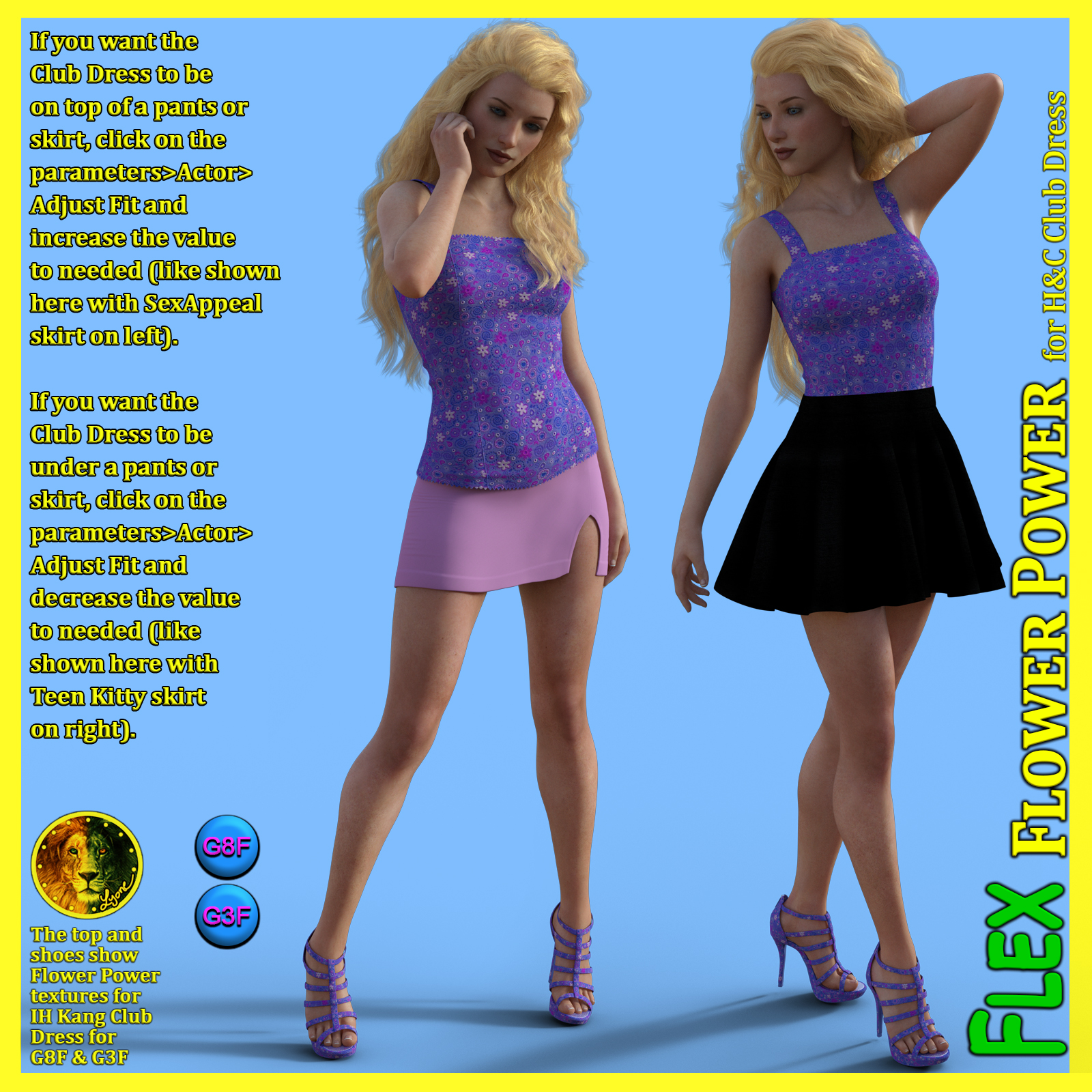 FLEX Flower Power for H&C Club Dress for Genesis 8 Female and Genesis 3 Female by N/A