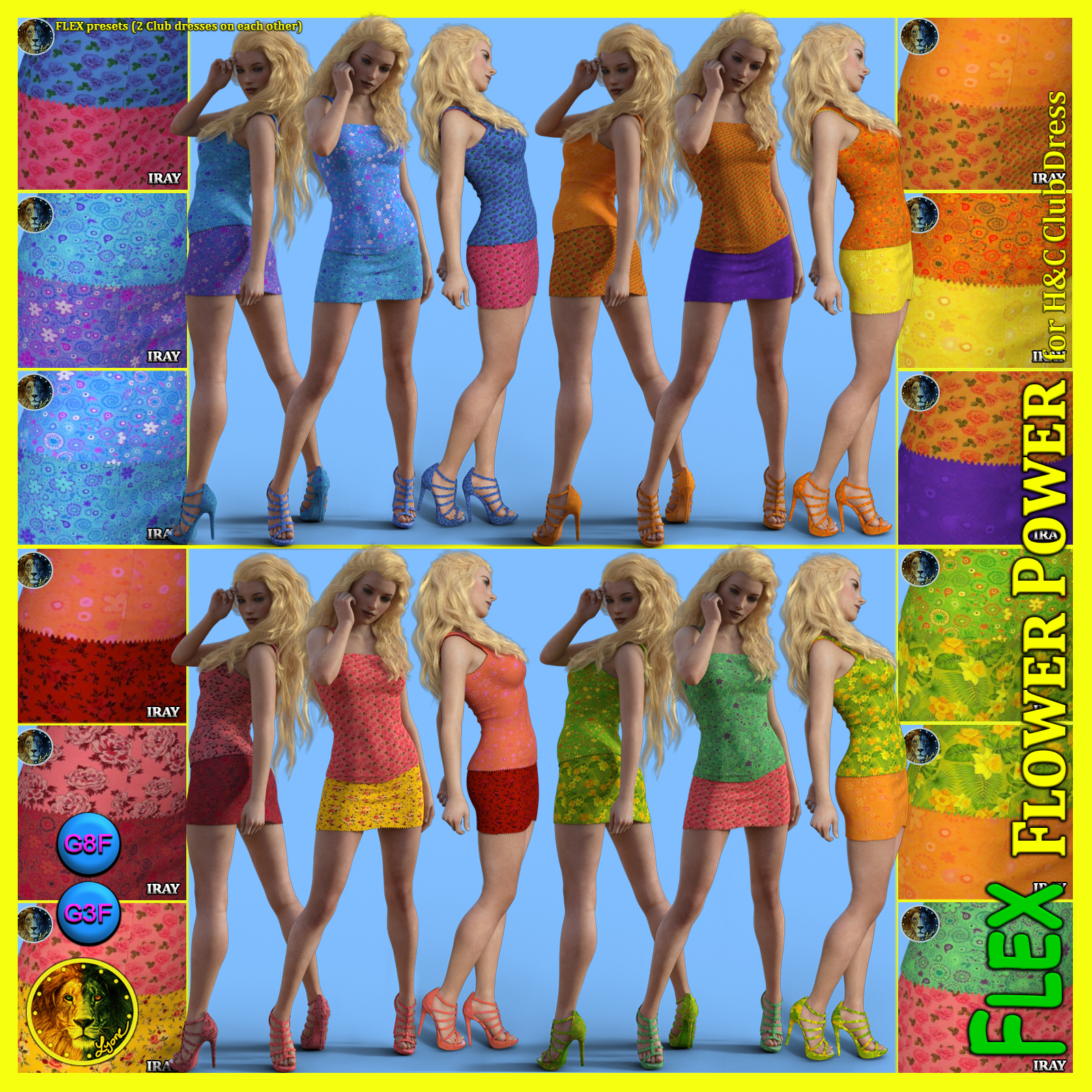 FLEX Flower Power for H&C Club Dress for Genesis 8 Female and Genesis 3 Female by N/A