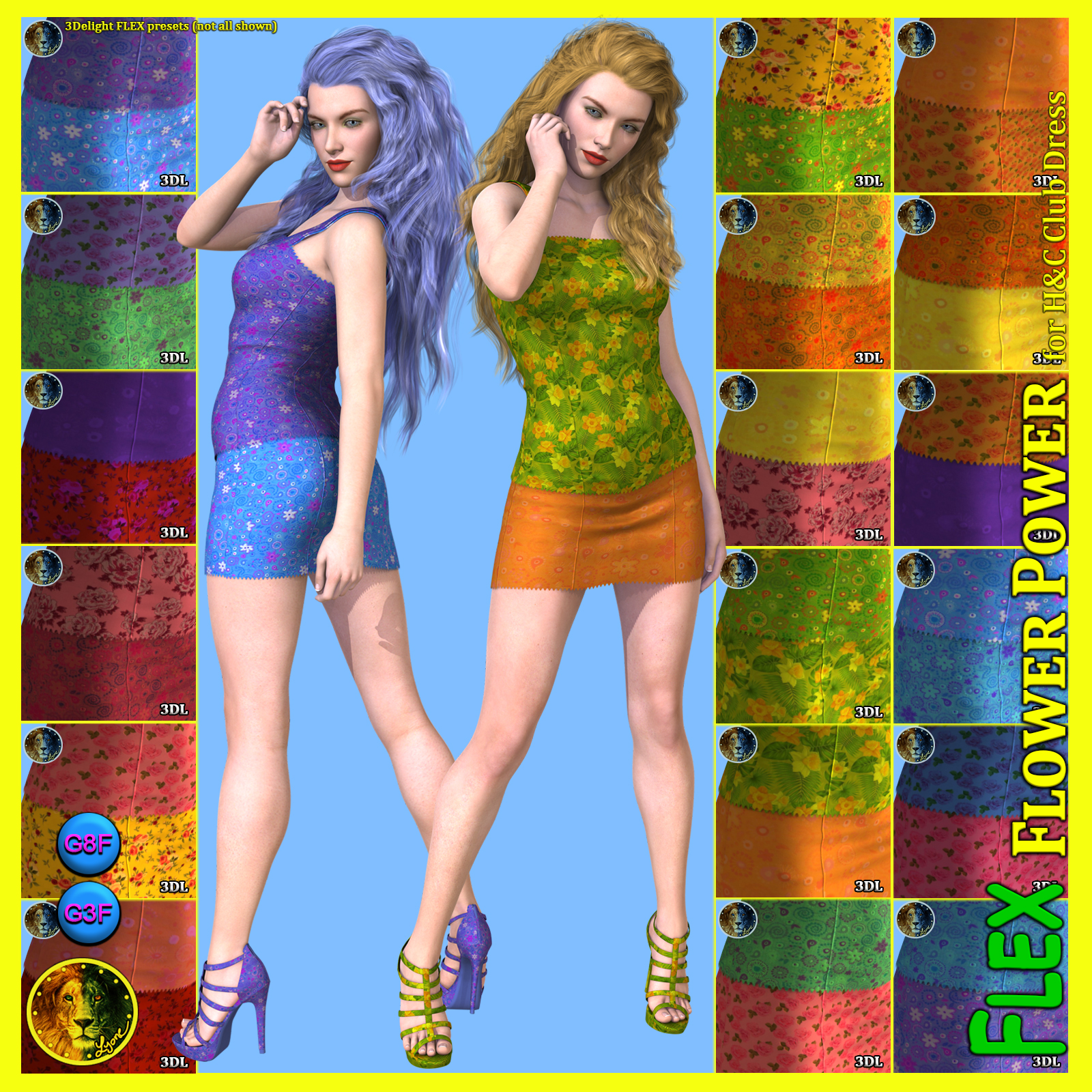FLEX Flower Power for H&C Club Dress for Genesis 8 Female and Genesis 3 Female by N/A