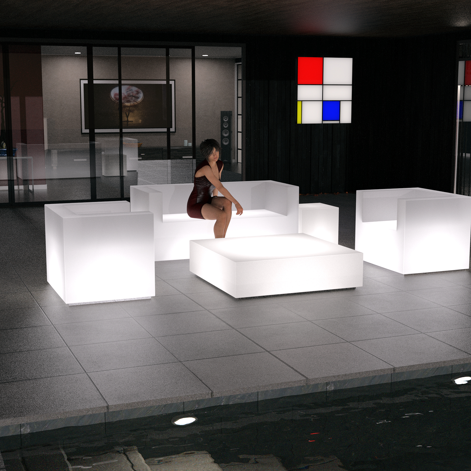 Night lights: Lighted furniture for Daz Studio Iray by N/A