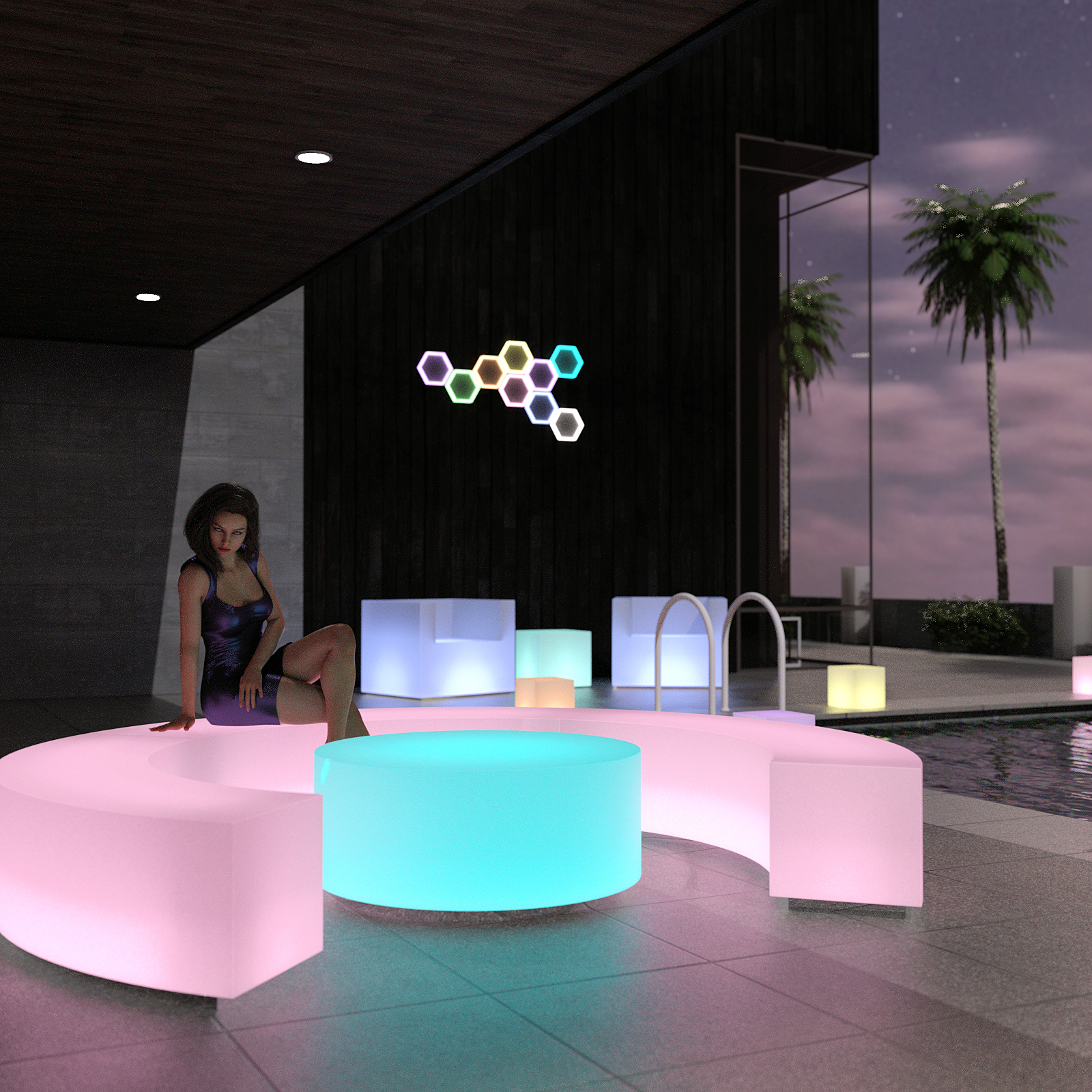 Night lights: Lighted furniture for Daz Studio Iray by N/A