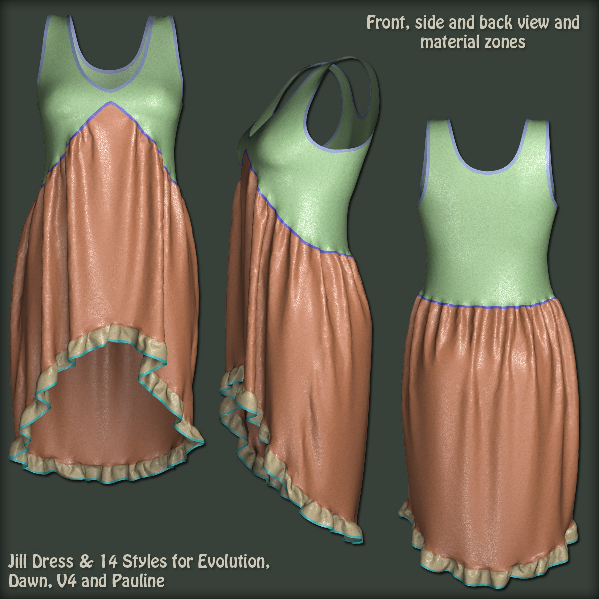 Jill Dress and 14 Styles for Evolution, V4, Dawn and Pauline by N/A