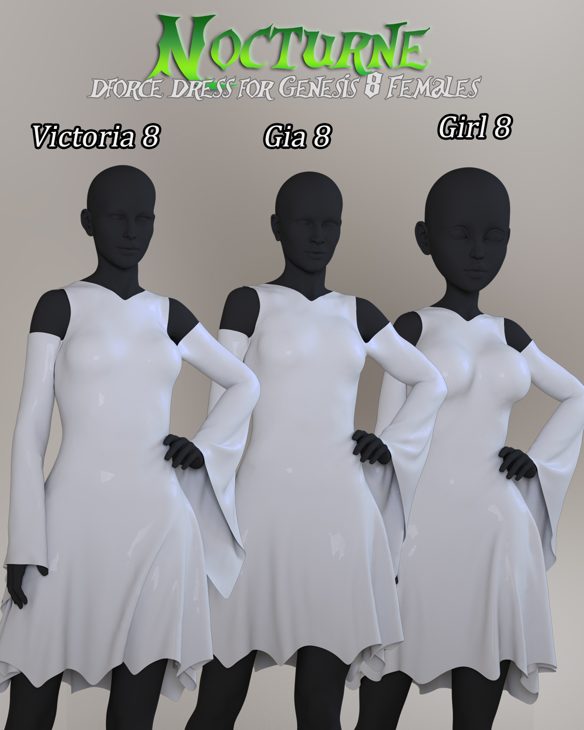Nocturne - dForce dress for Genesis 8 Females by N/A