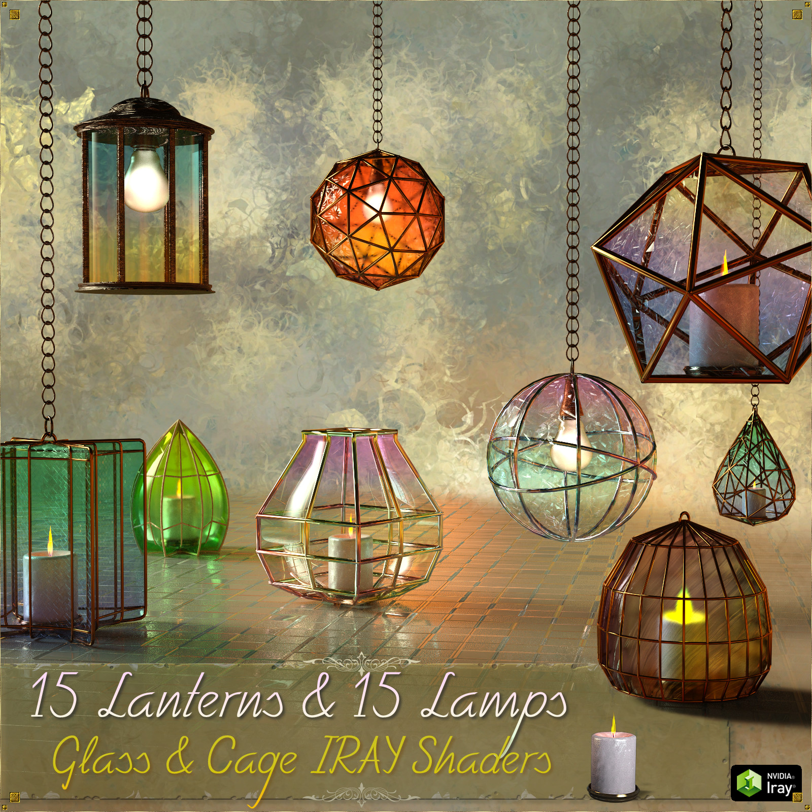Caged Lanterns and Lamps for DAZ by N/A