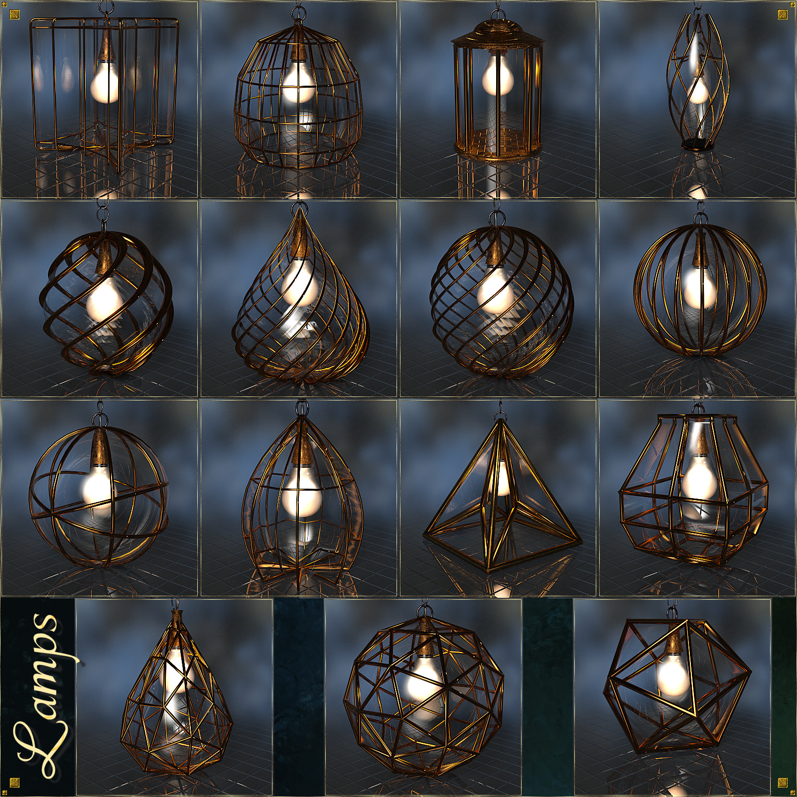 Caged Lanterns and Lamps for DAZ by N/A
