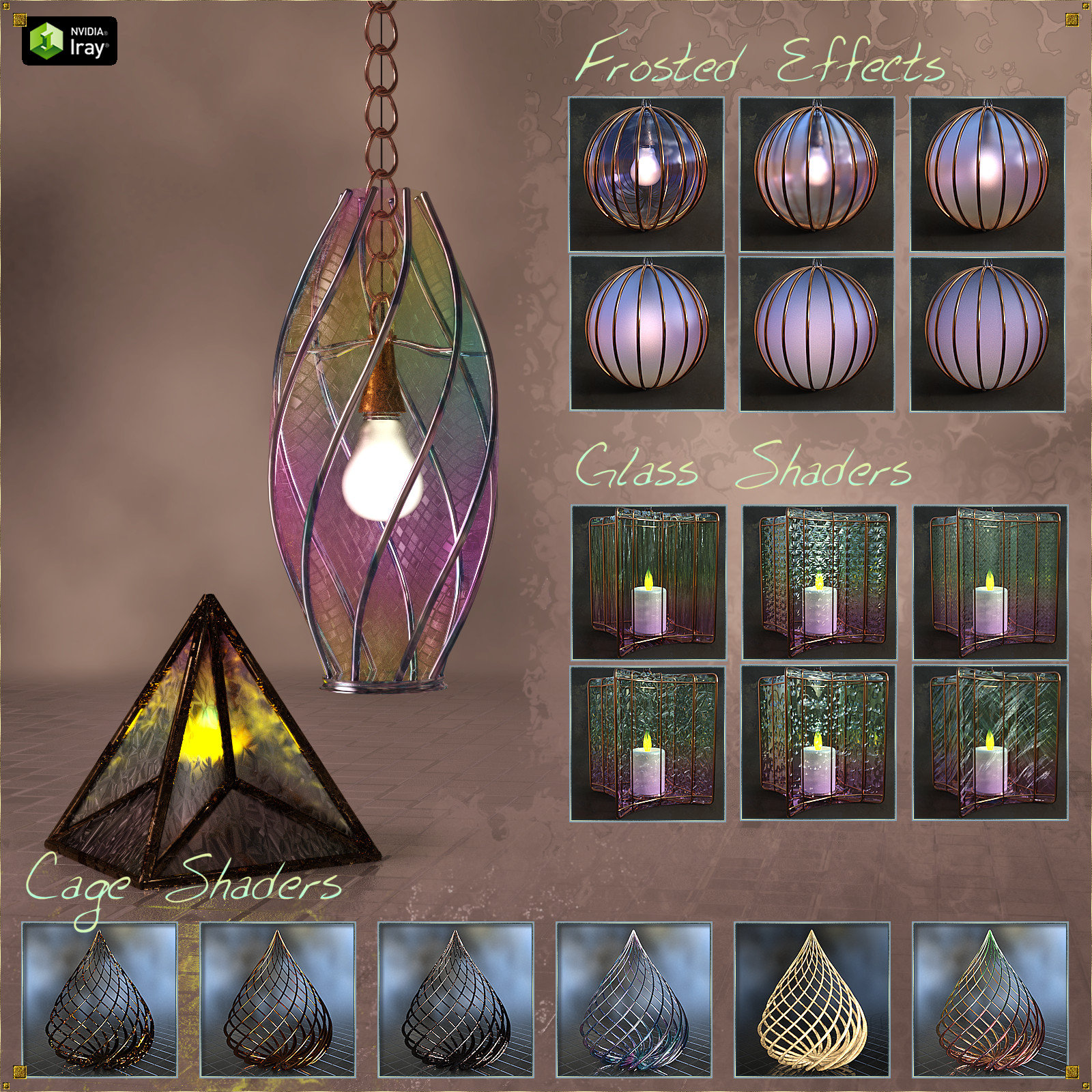 Caged Lanterns and Lamps for DAZ by N/A