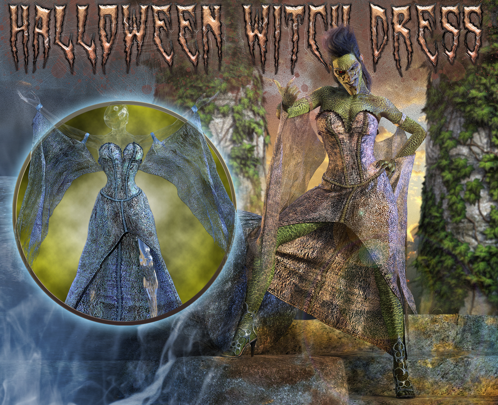 Halloween Witch Dress for Genesis 8 Females by N/A