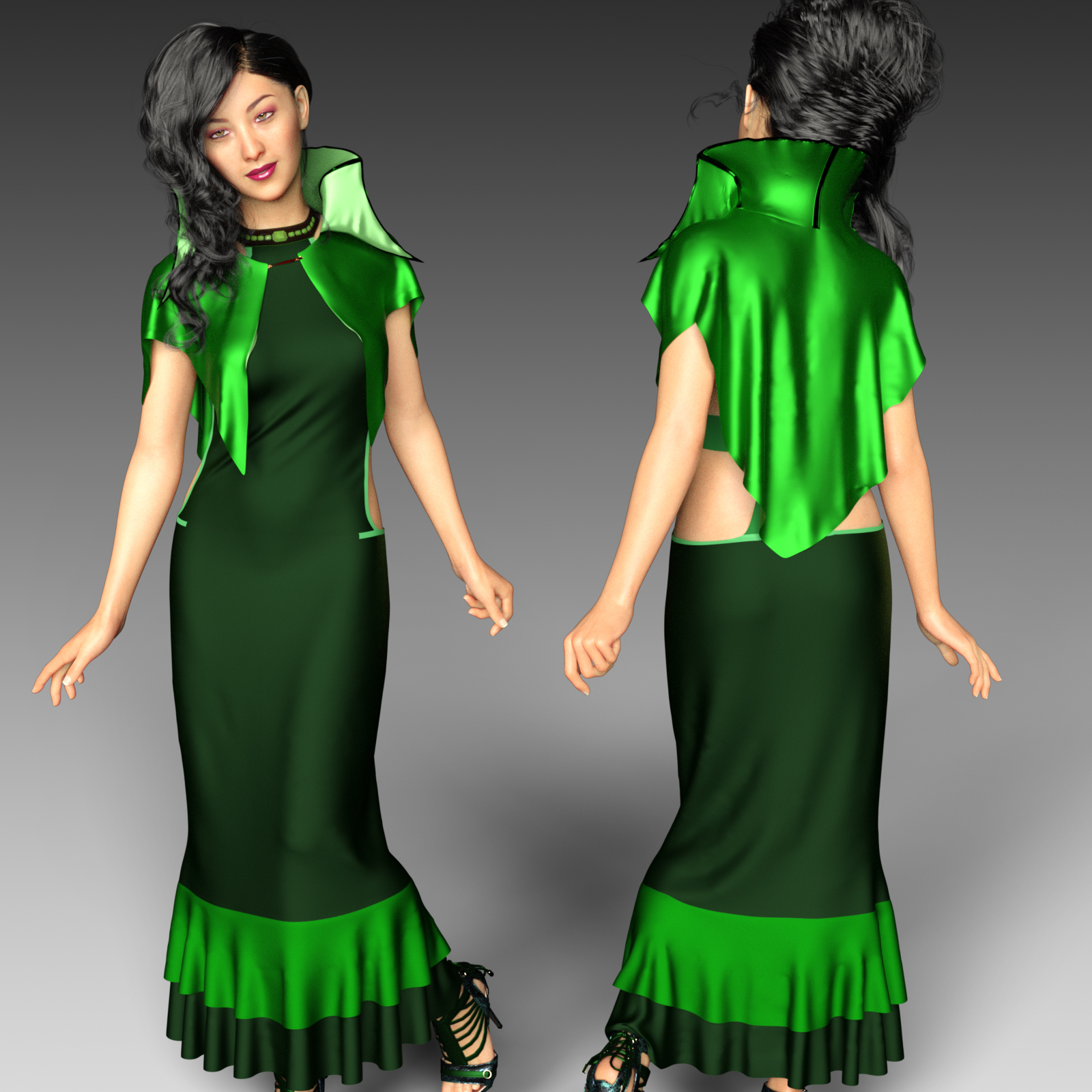 dForce Gothic Fashion Mantle Outfit for Genesis 8 Female by N/A