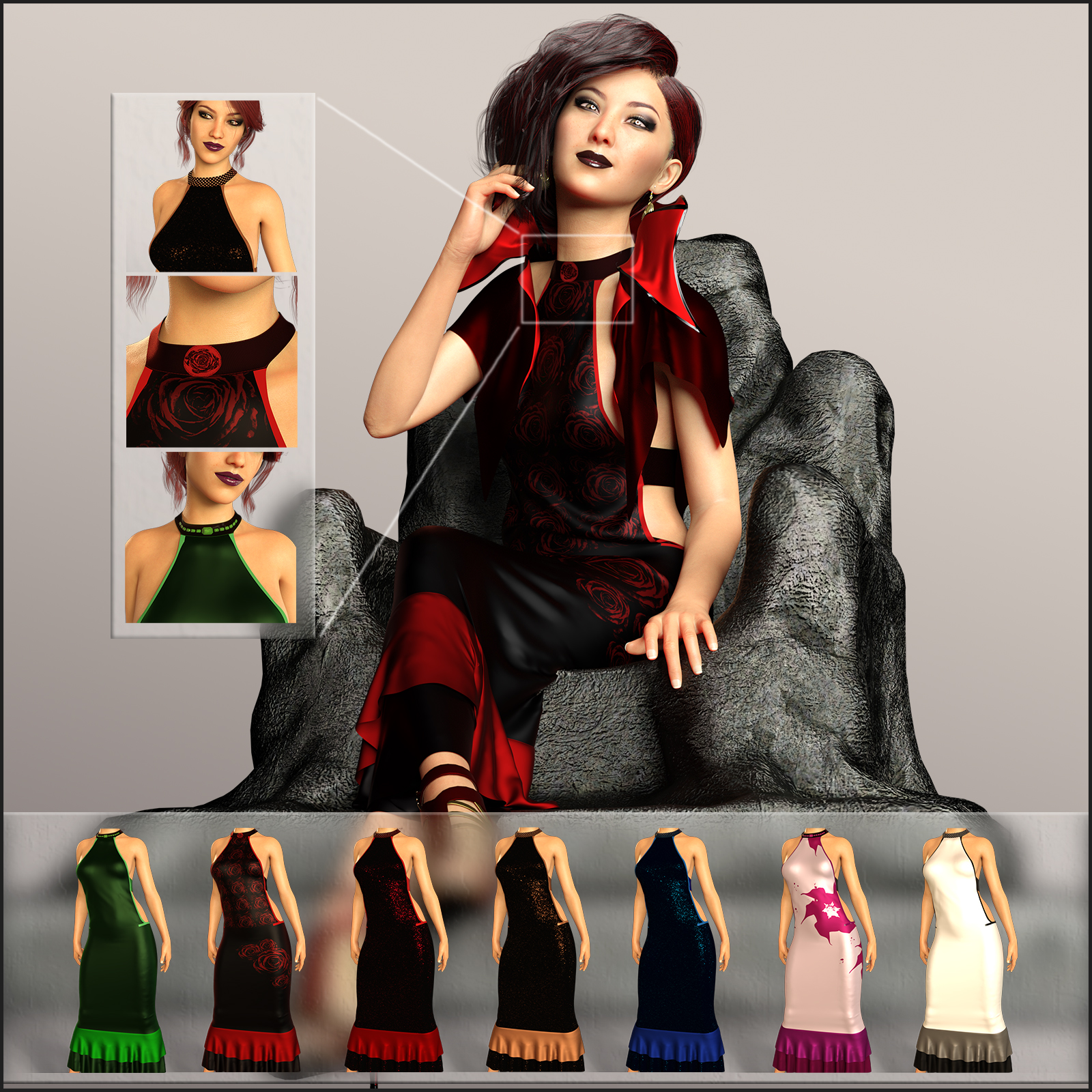 dForce Gothic Fashion Mantle Outfit for Genesis 8 Female by N/A