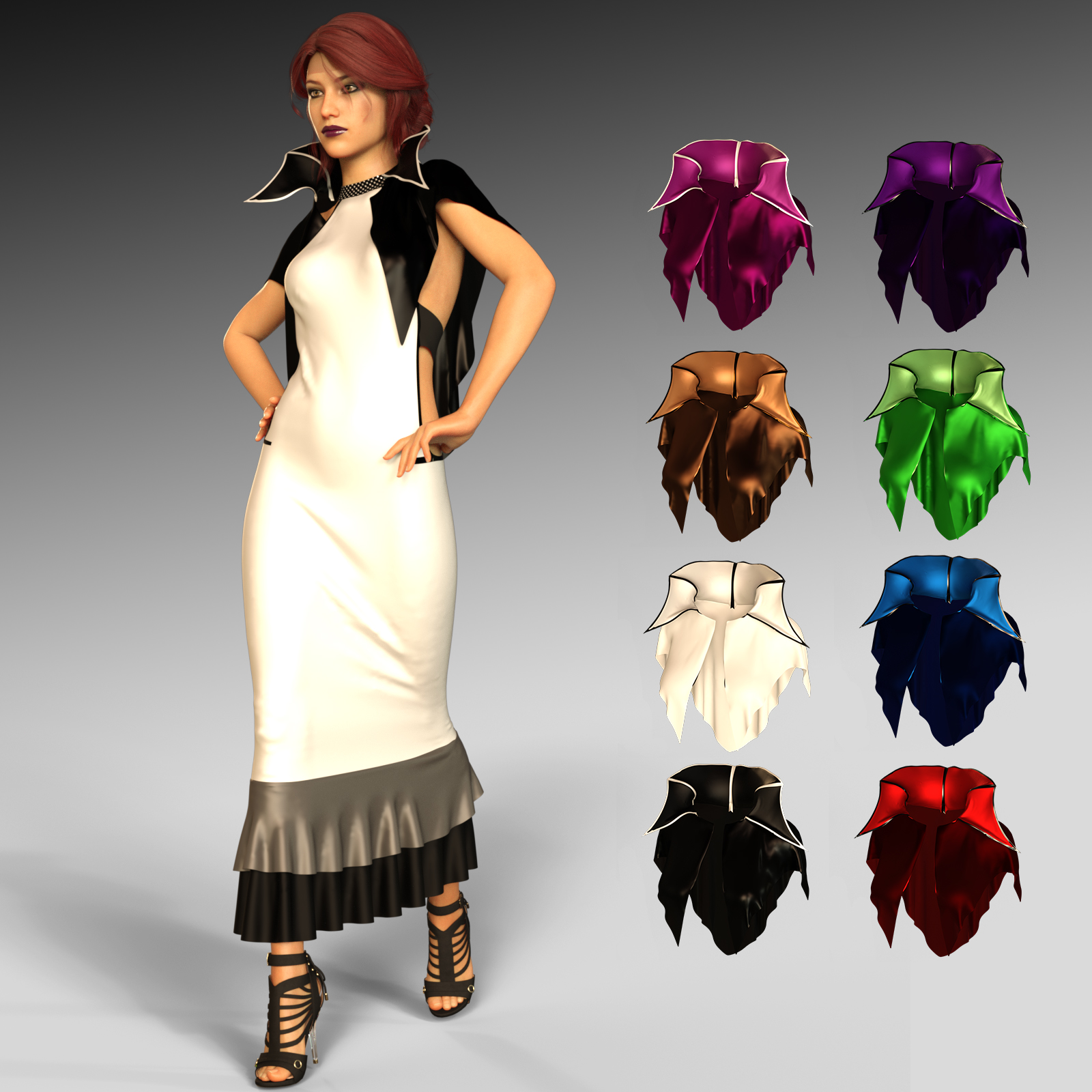 dForce Gothic Fashion Mantle Outfit for Genesis 8 Female by N/A