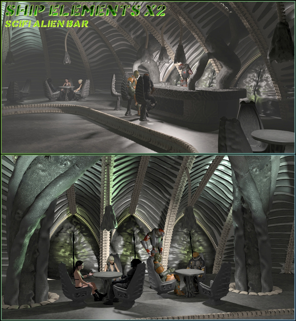 Ship Elements X2: SciFi Alien Bar by N/A