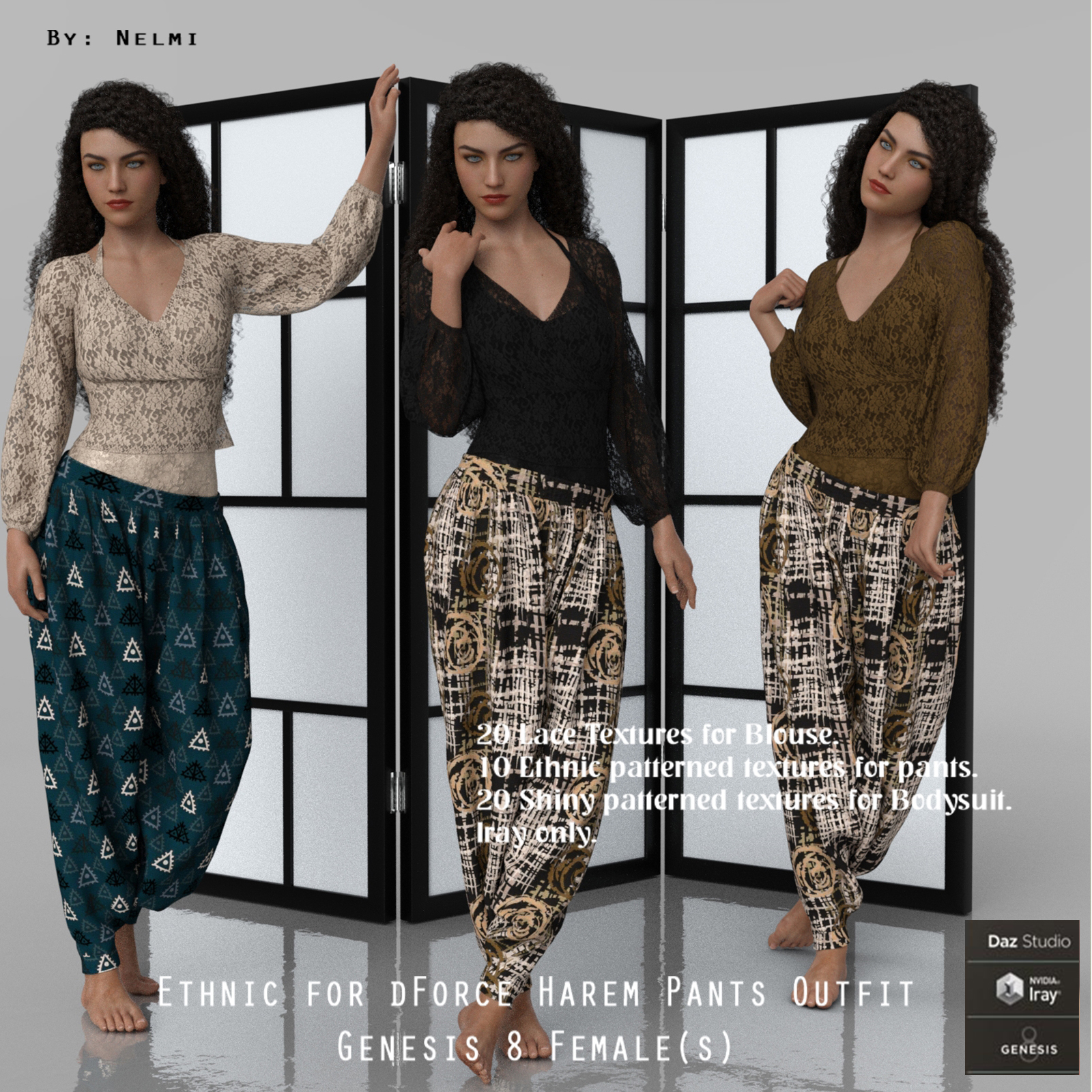 Ethnic for dForce Harem Pants Outfit for Genesis 8 Females by N/A