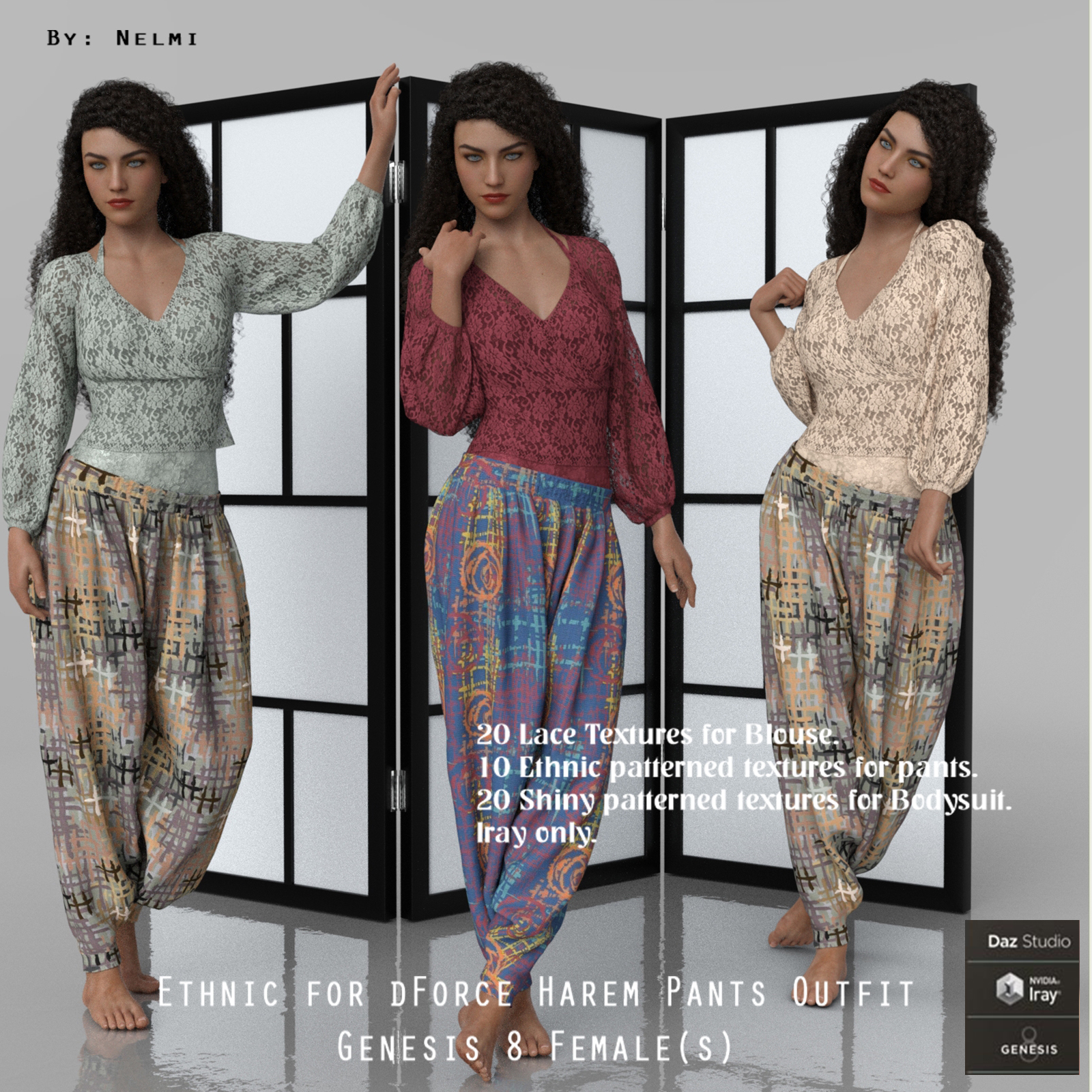 Ethnic for dForce Harem Pants Outfit for Genesis 8 Females by N/A