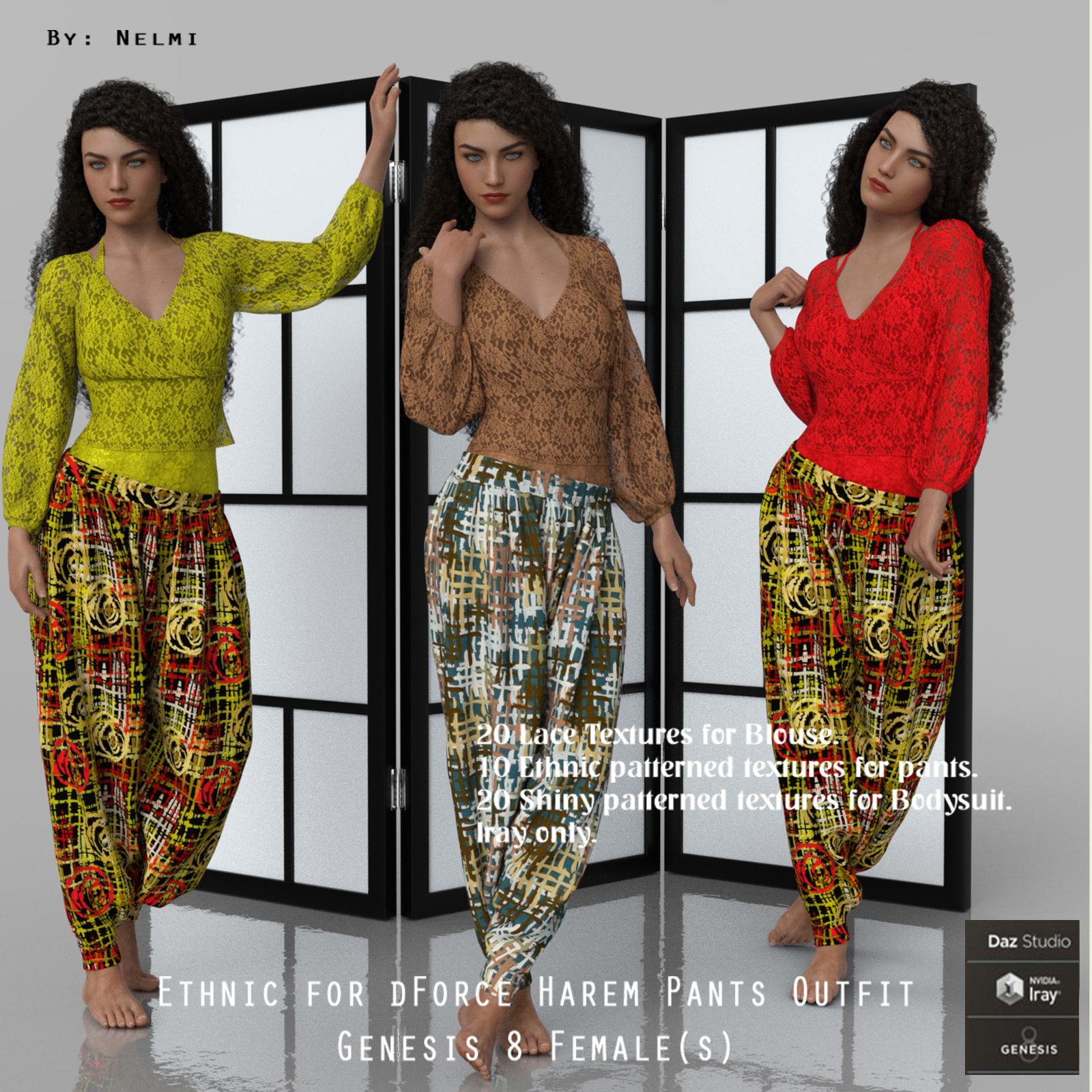 Ethnic for dForce Harem Pants Outfit for Genesis 8 Females by N/A