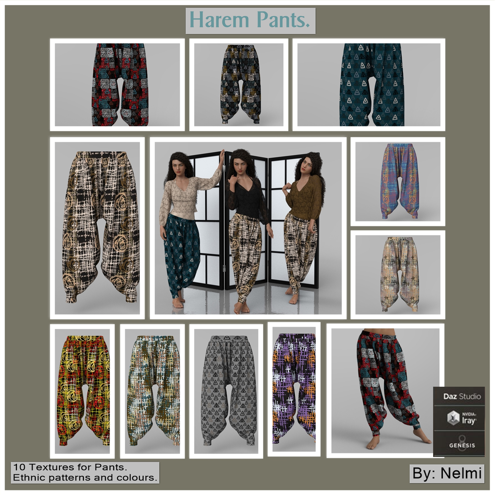Ethnic for dForce Harem Pants Outfit for Genesis 8 Females by N/A