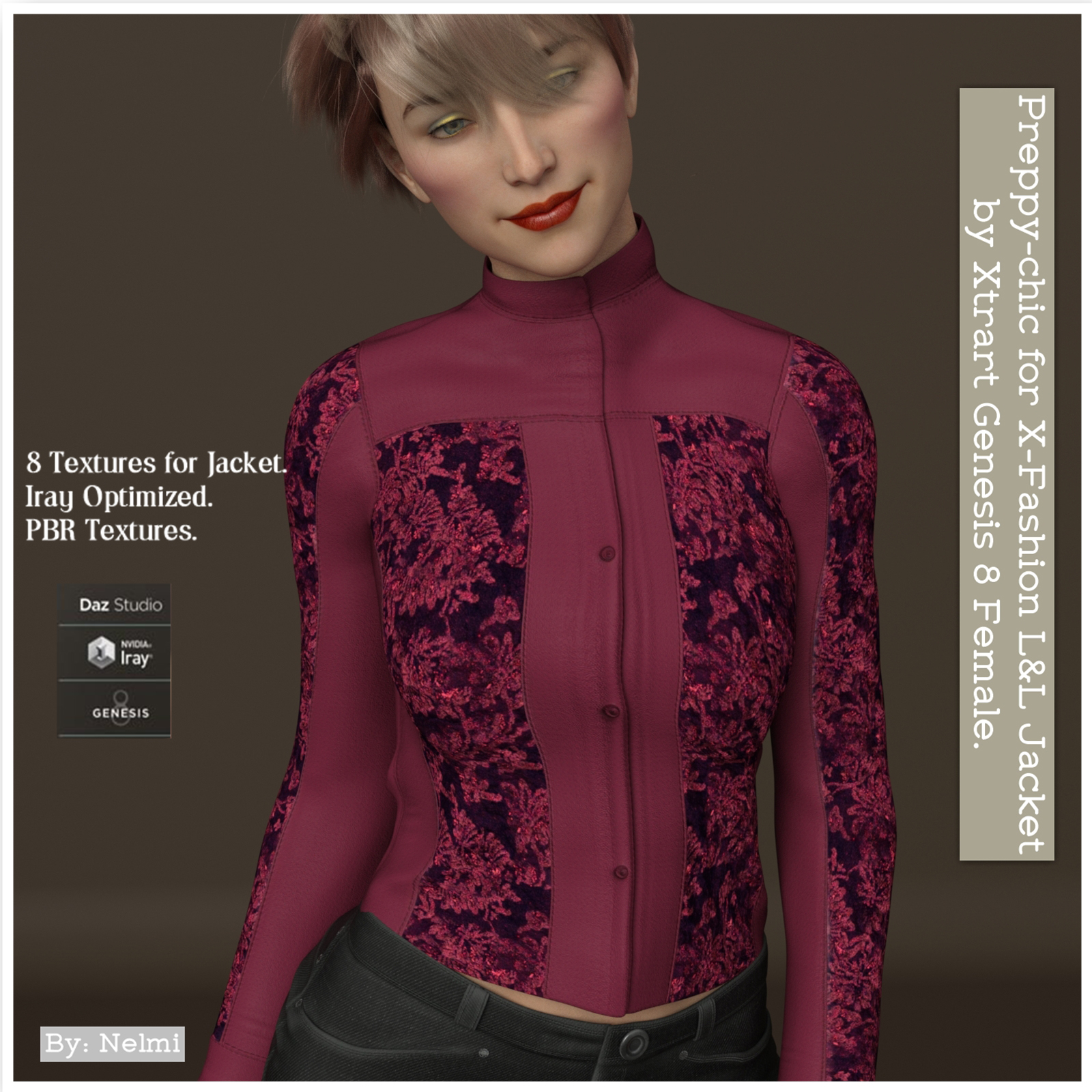 Preppy-chic for X-Fashion L&L Jacket for Genesis 8 Females by N/A