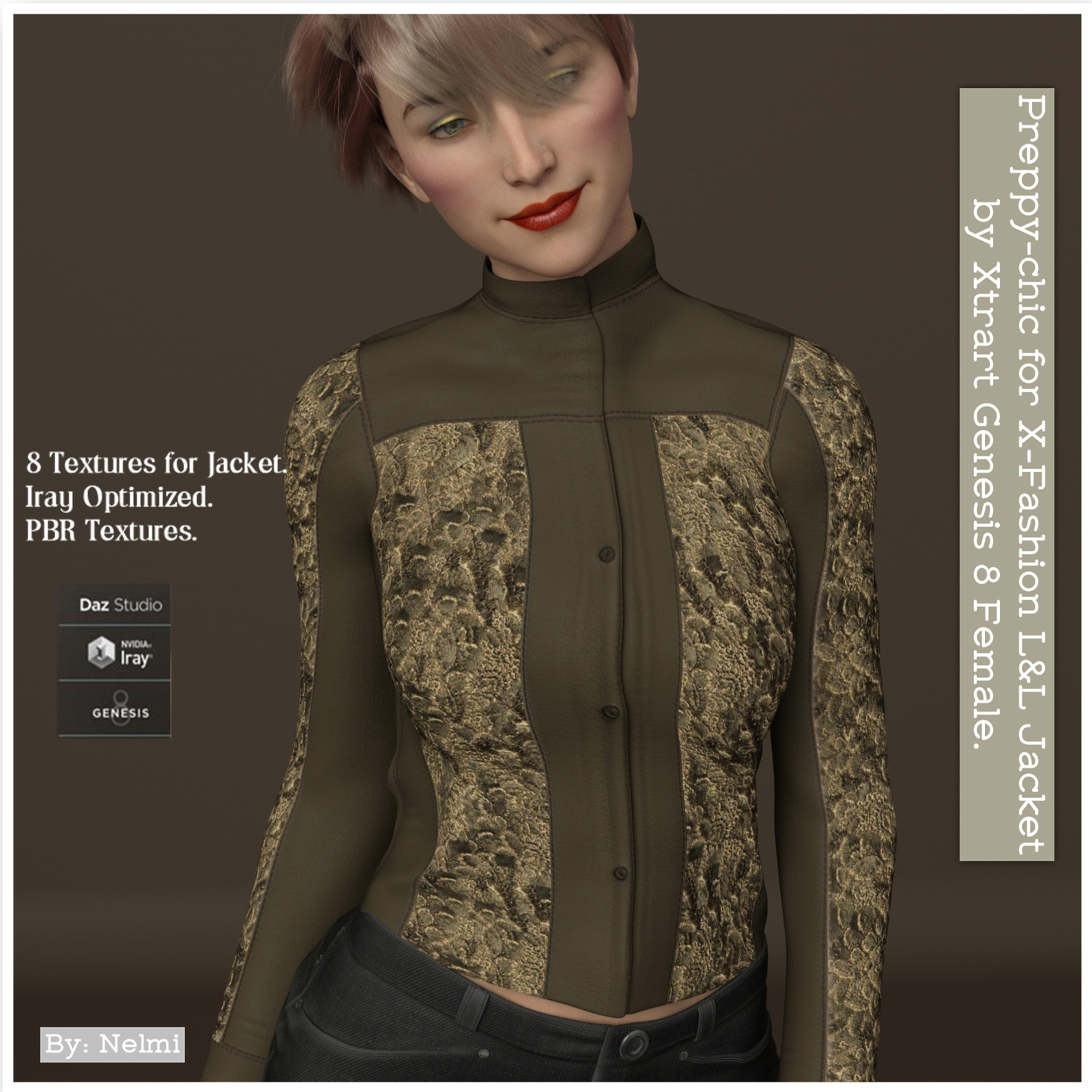 Preppy-chic for X-Fashion L&L Jacket for Genesis 8 Females by N/A