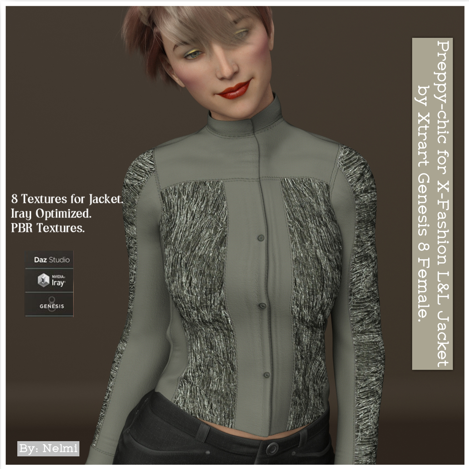 Preppy-chic for X-Fashion L&L Jacket for Genesis 8 Females by N/A