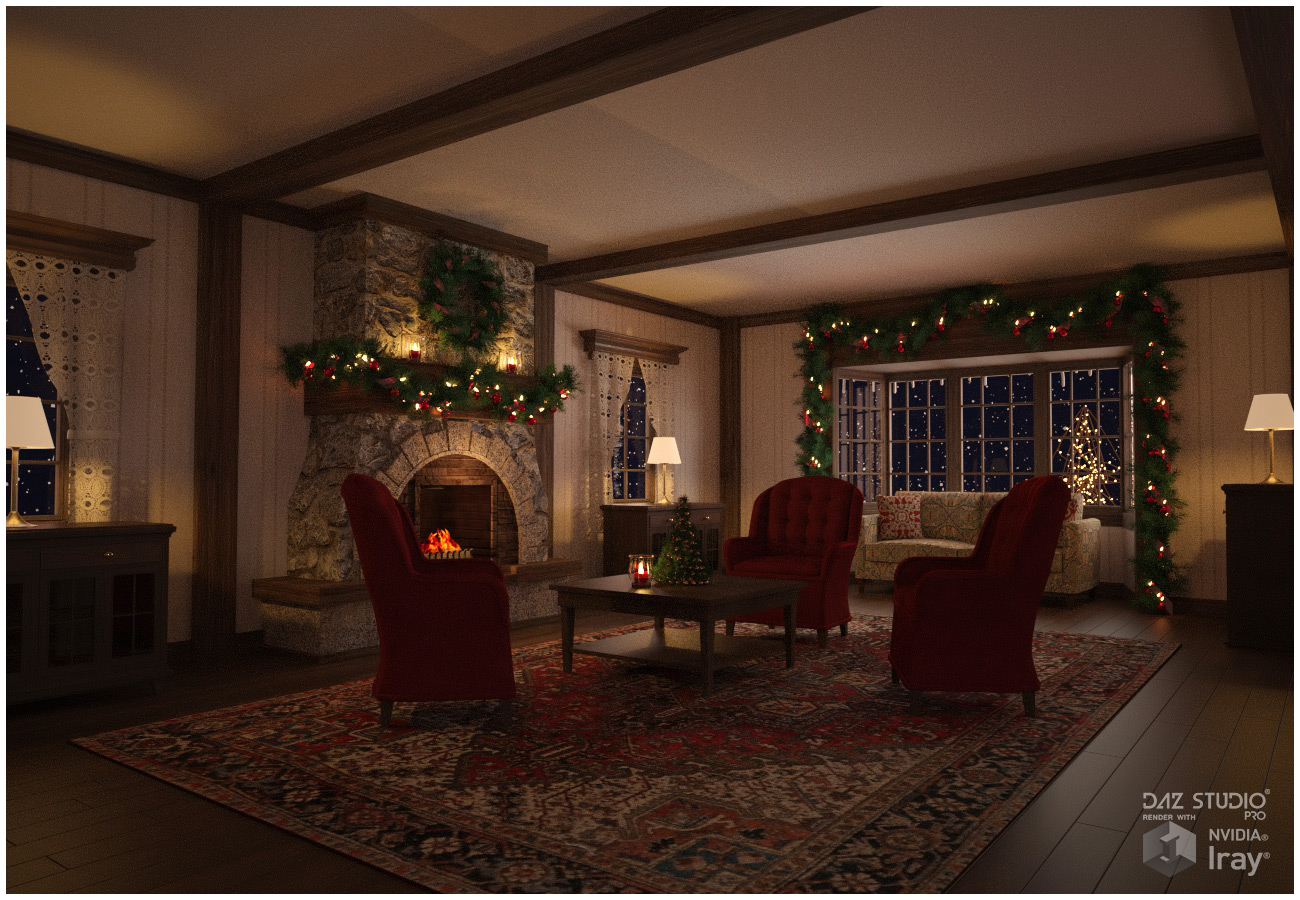 Winter Cottage Interior by N/A