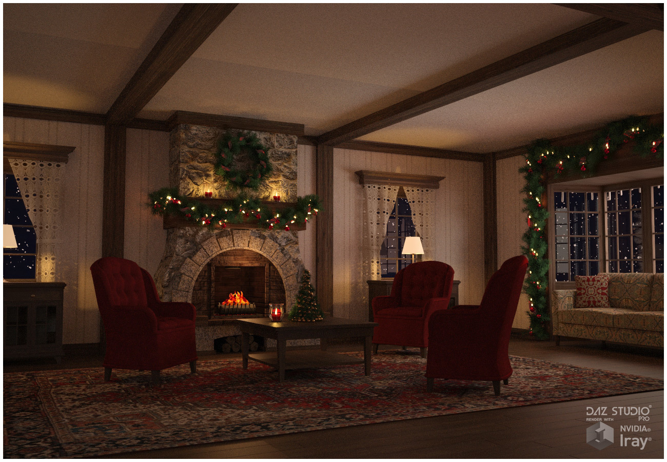 Winter Cottage Interior by N/A