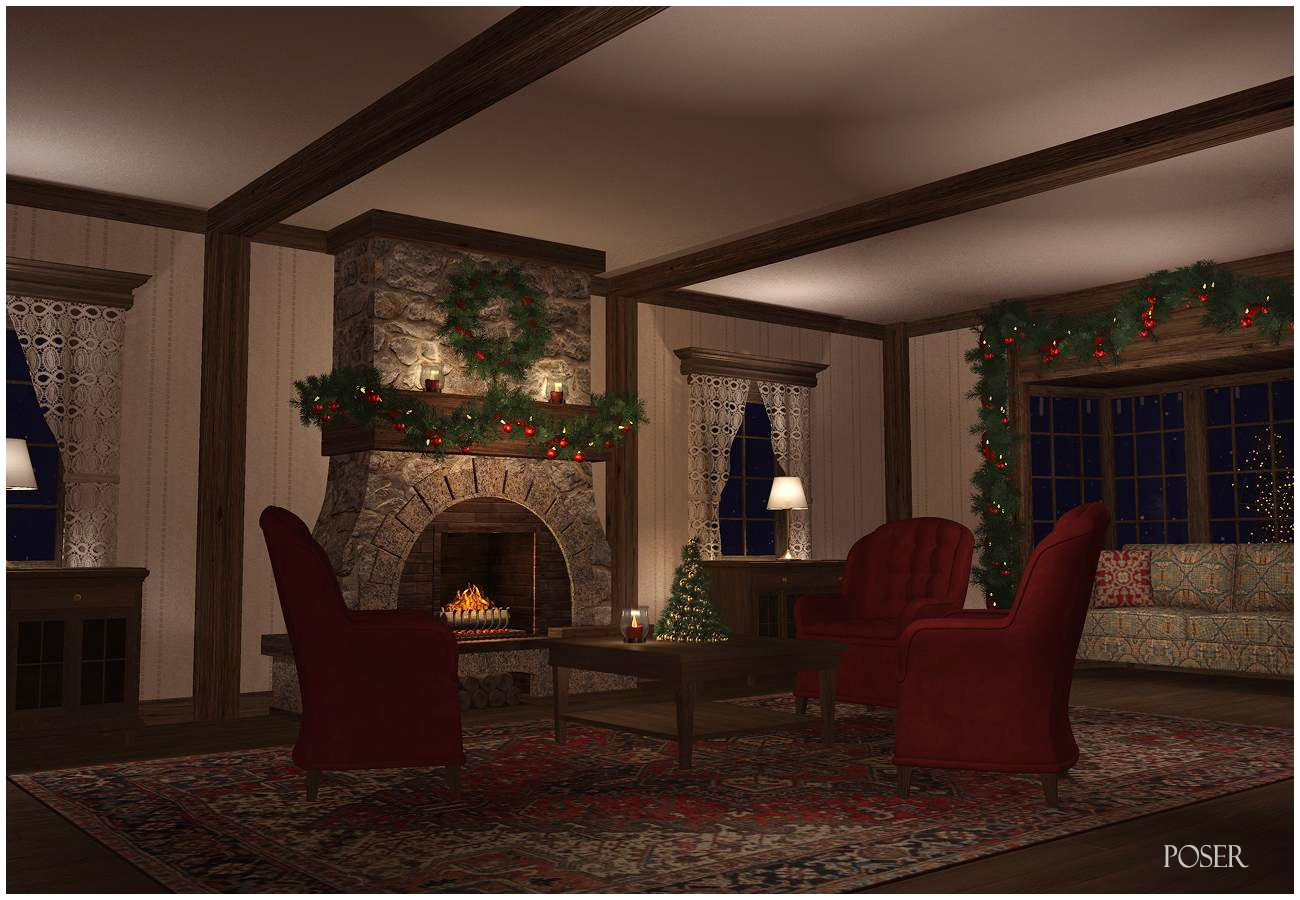 Winter Cottage Interior by N/A