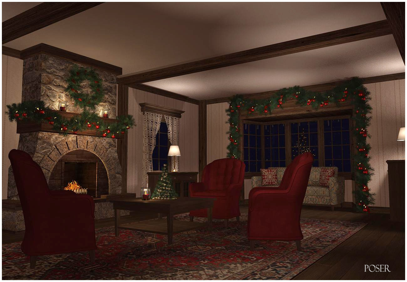 Winter Cottage Interior by N/A