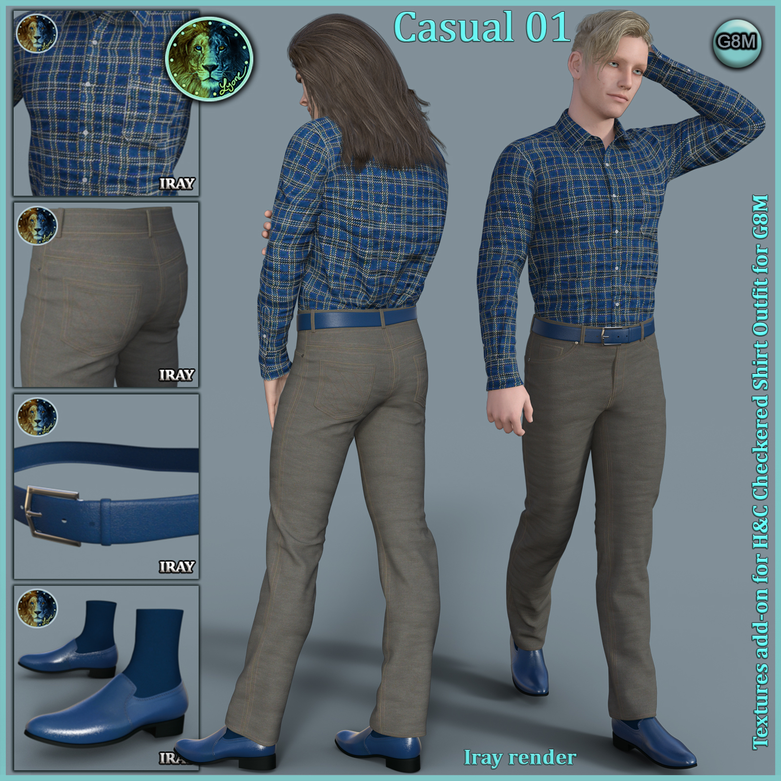 Casual 01 for H and C Checkered Shirt Outfit for G8M by N/A